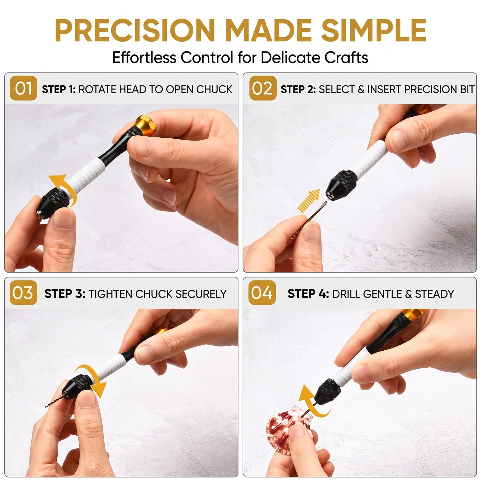 Pin Vise Hand Drill Kit - 22 Micro Bits -5