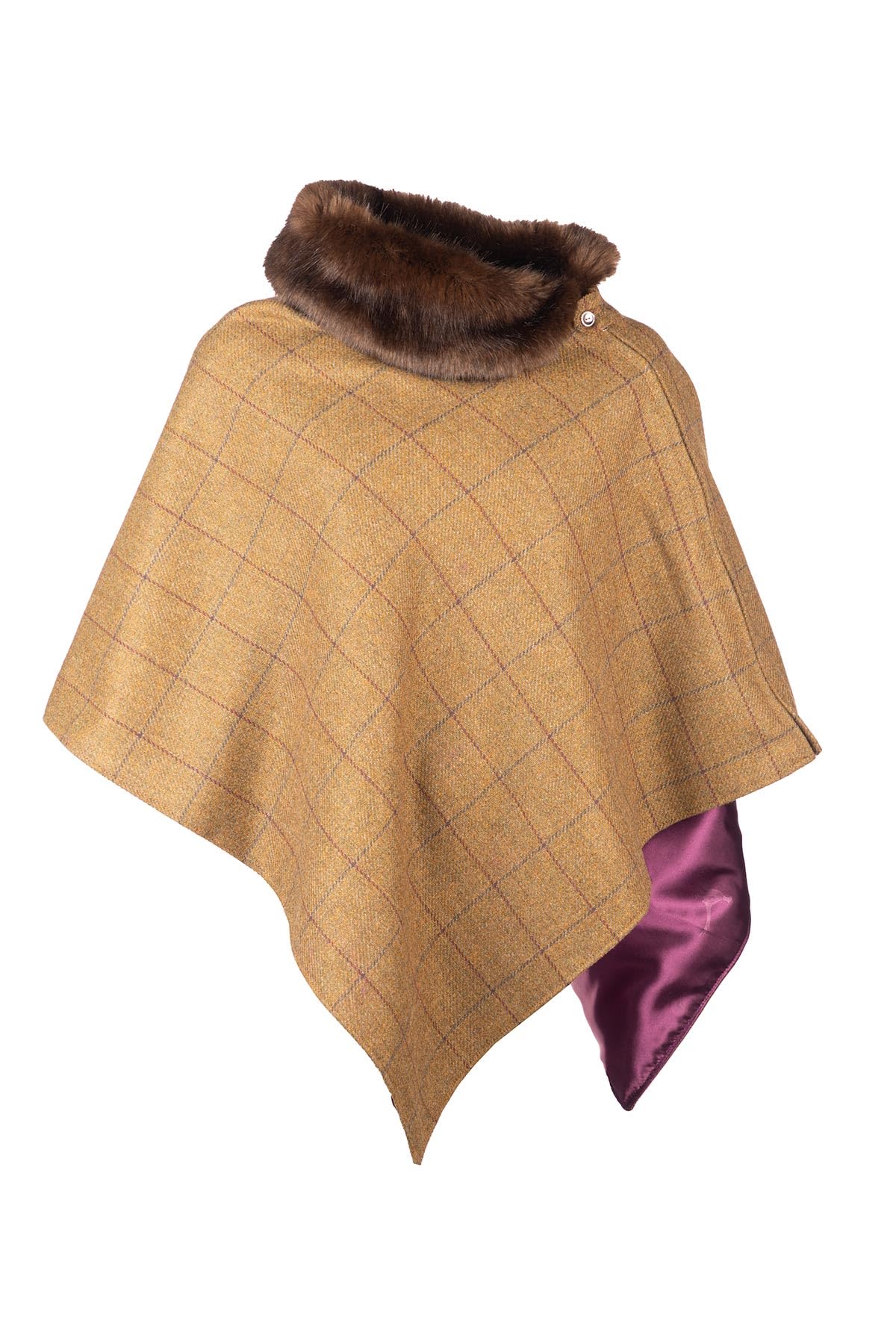 Ladies Tweed Poncho Womens British Made Wool Ponchos Cape Shawl Country (UK, Alpha, One Size, Regular, Regular, Beige Tweed)