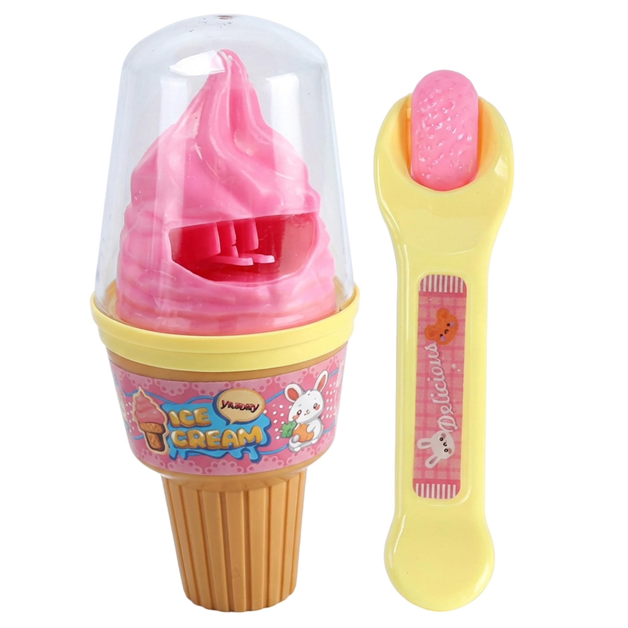 Pudding Toy, Cute Baby Doll Food Educational Feeding Playset Ice-Cream with Spoon Safe for Pretend Play, Indoor Use