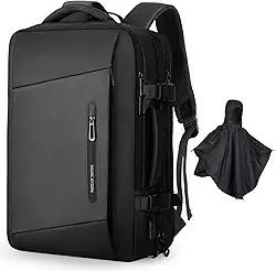 Mochila para laptop Markryden com capa de chuva, mochila expansível à prova d'água, com porta de carregamento USB com capa de chuva, para escola, viagem, trabalho, para laptop de 17,3/15,6 polegadas