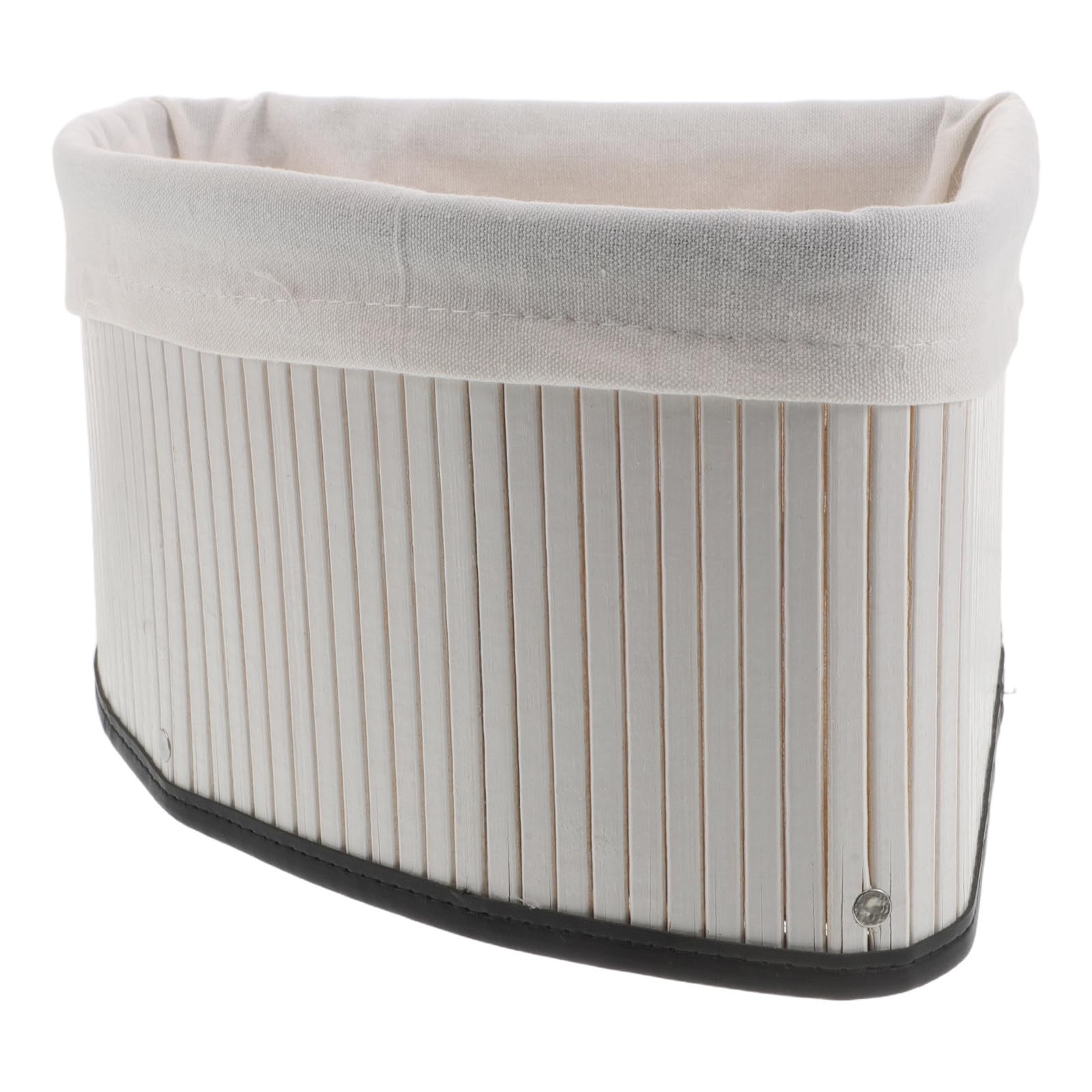 EXCEART Cesta de Bambú Tejida a Mano de Almacenamiento Esquinera con Forro Blanco , Organizador Multifuncional Triangular Diseño Ahorrador de Espacio para Baño y Área de Estar