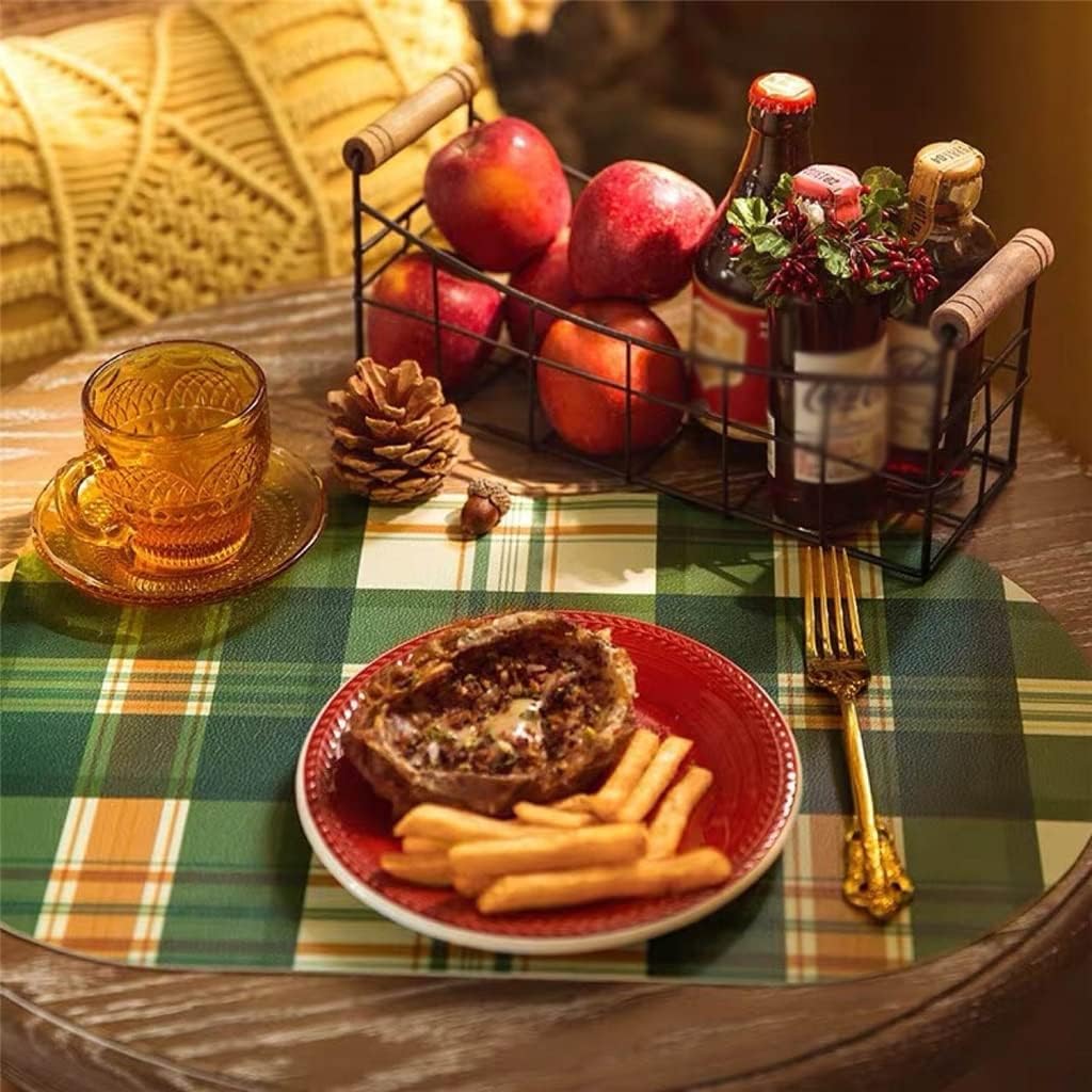 Placemats Place Mats for Kitchen Dining Table 6 Pcs Lattice Table Pad Placemats Leather Kitchen Placemat Insulation Pad Coffee Table Mat Home Decor (Color : B)