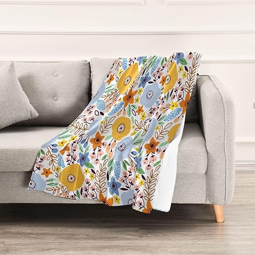 Miniatura 5 de KLL Beauty Floral Pattern Poppy Leaves Flannel Blanket, Flannel Cozy Throws for Home Decor, Office, Car, Winter Blanket 60"x90" Flannel Blanket