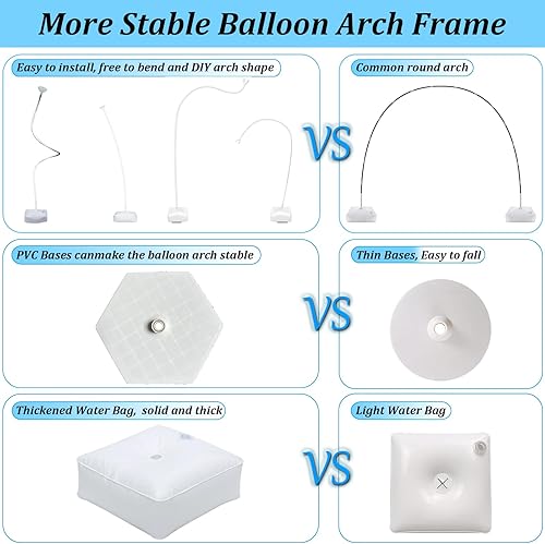 Miniatura 3 de Kit de arco de globos de 8.2 pies y 5 pies ajustable, soporte de arco de medio globo, forma de flexión, marco de arco de globo con base rellenable