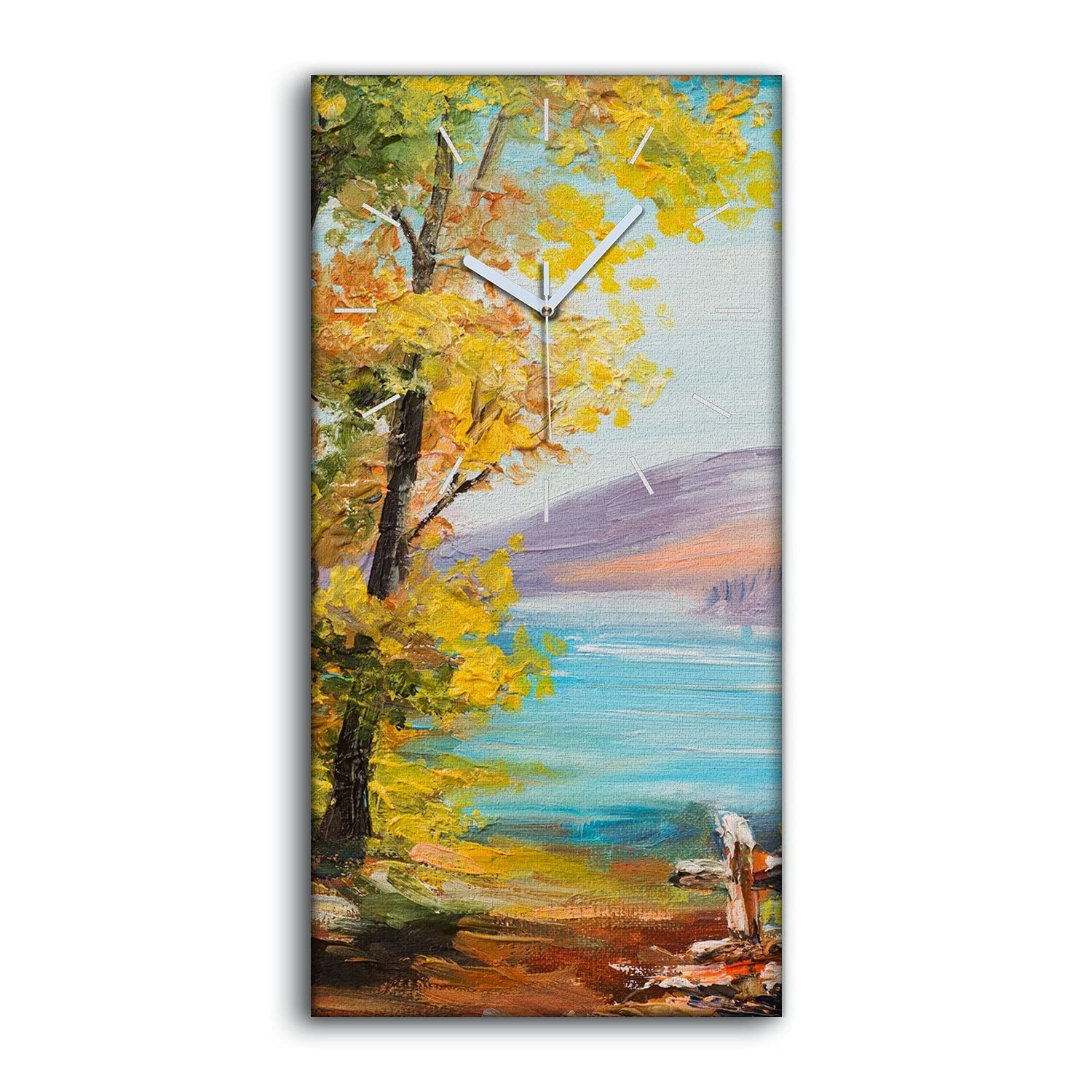 Horloge sur Toile Paysage de Mer 30x60cm avec Mains Blanches