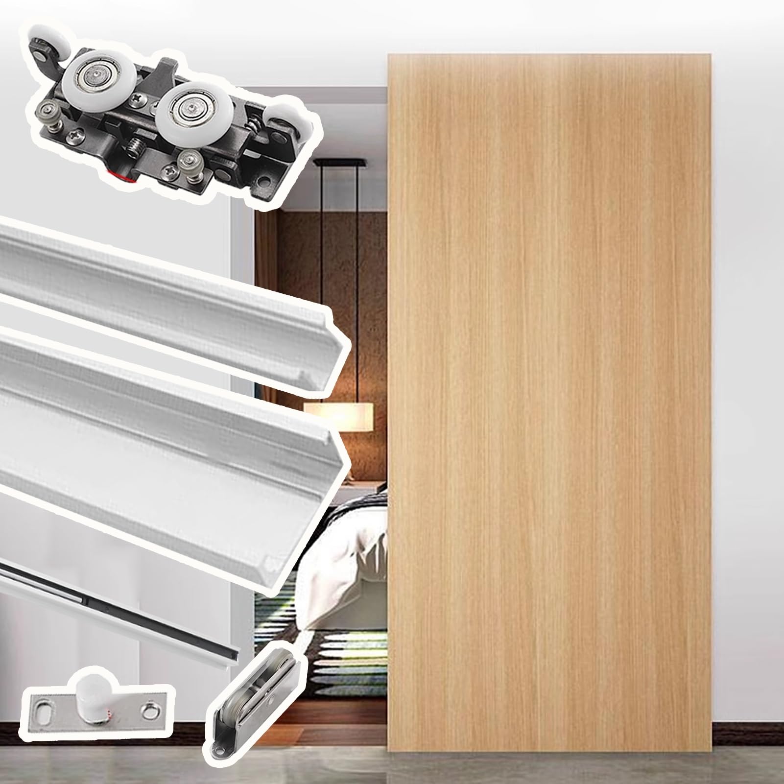 Kit de porte coulissante sans rail apparent de 94cm pour montage mural