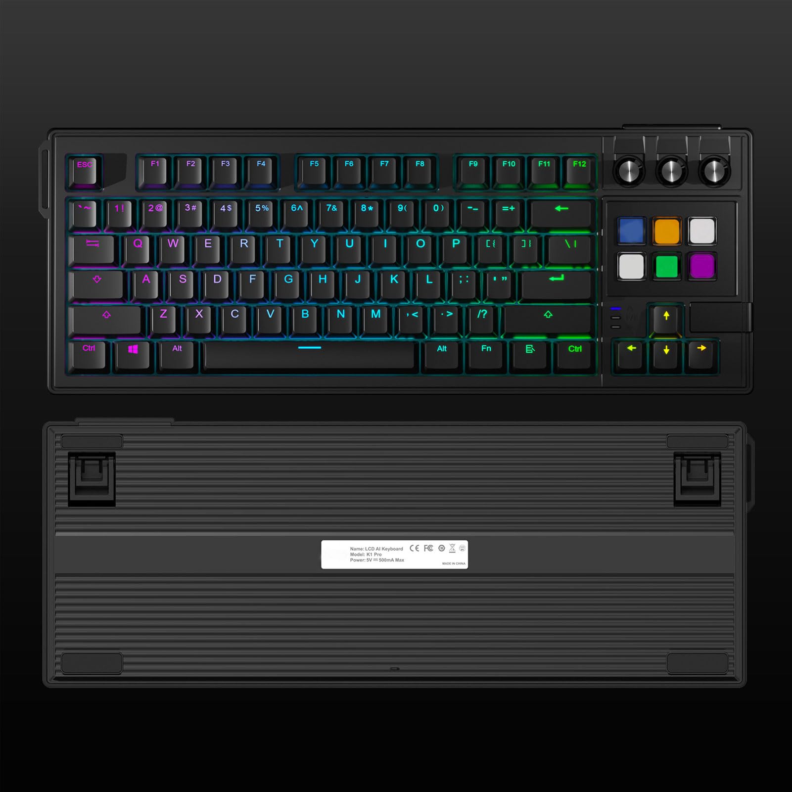 Bewinner Mechaniczna Klawiatura do Gier, 78-klawiszowa Kompaktowa Przewodowa Klawiatura USB z Czerwonym Przełącznikiem, Podświetlana Diodami LED RGB Klawiatura Komputerowa Typu Hot Swap (BLACK)