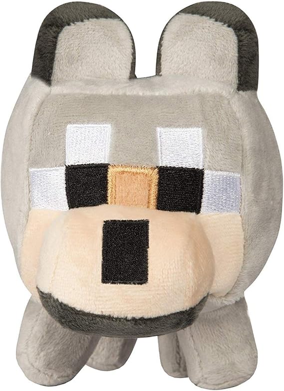 Minecraft 8138 Happy Explorer Untamed Wolf Plush Toy, Grey/Grey