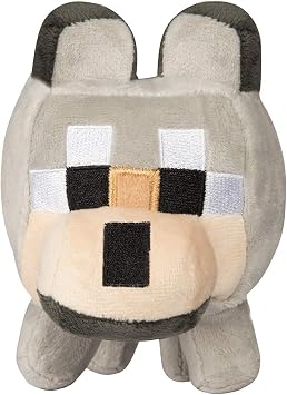 Minecraft 8138 Happy Explorer Untamed Wolf Plush Toy, Grey/Grey