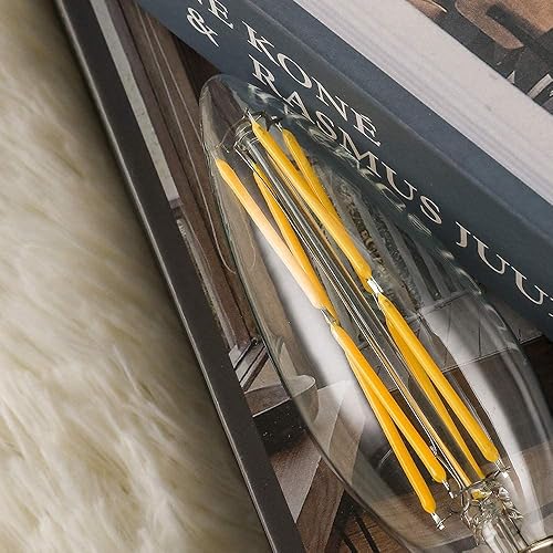 Miniatura 8 de Bombilla LED E12 Edison de 8 W, equivalente a 100 W, bombillas de candelabro regulables, 3000 K, blanco suave, transparente, 800 lúmenes, filamento