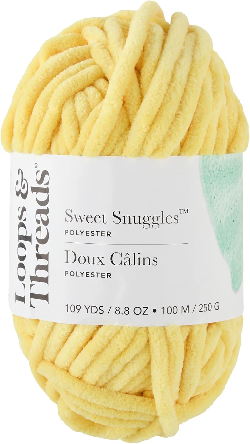 Loops & Threads Sweet Snuggles Yarn - Solid Yarn for Knitting, Crochet, Weaving, Arts & Crafts - Yellow, Bulk 18 Pack