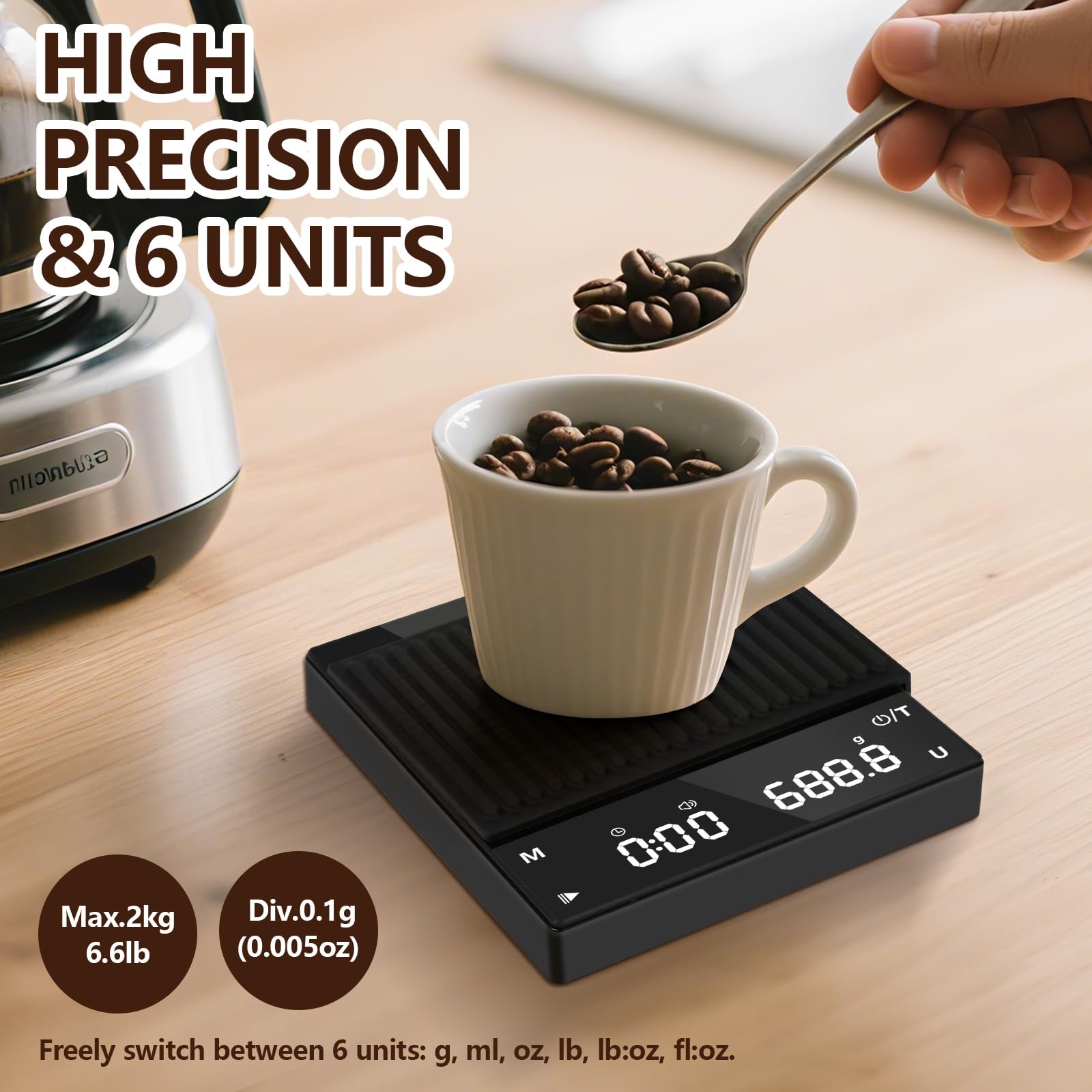 House Mini-koffieweegschaal met timer, oplaadbare espresso en pour-over