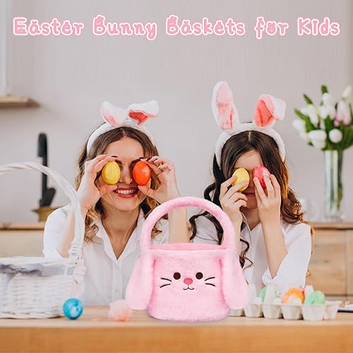 Miniatura 4 de Lindas cestas de Pascua, bolsa de conejo para niños, bolsas de cubo de Pascua con asa para huevos de Pascua, cesta de Pascua perfecta para regalos y