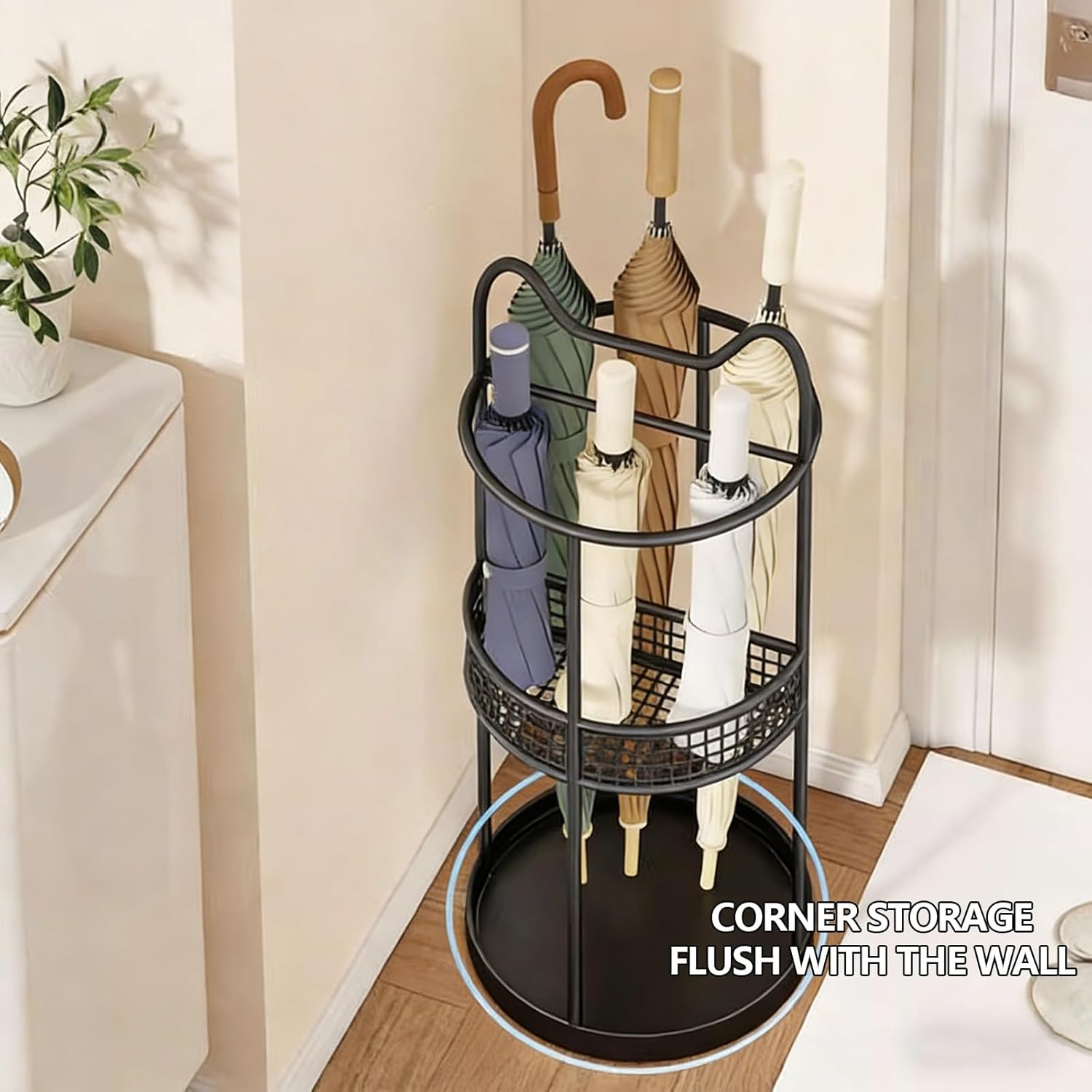 Indoor with Drip Tray, Metal Storage Rack for Home and Office Entryways, No Installation Required
