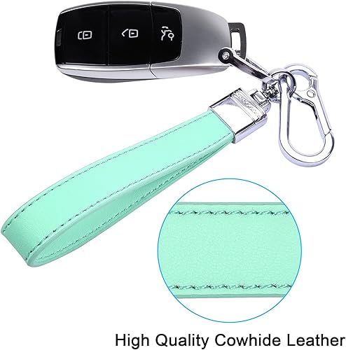 Miniatura 2 de Wisdompro Llavero de cuero genuino para automóvil, llavero universal de cuero resistente Key FOB, llaveros para mujeres para llaves de automóvil,