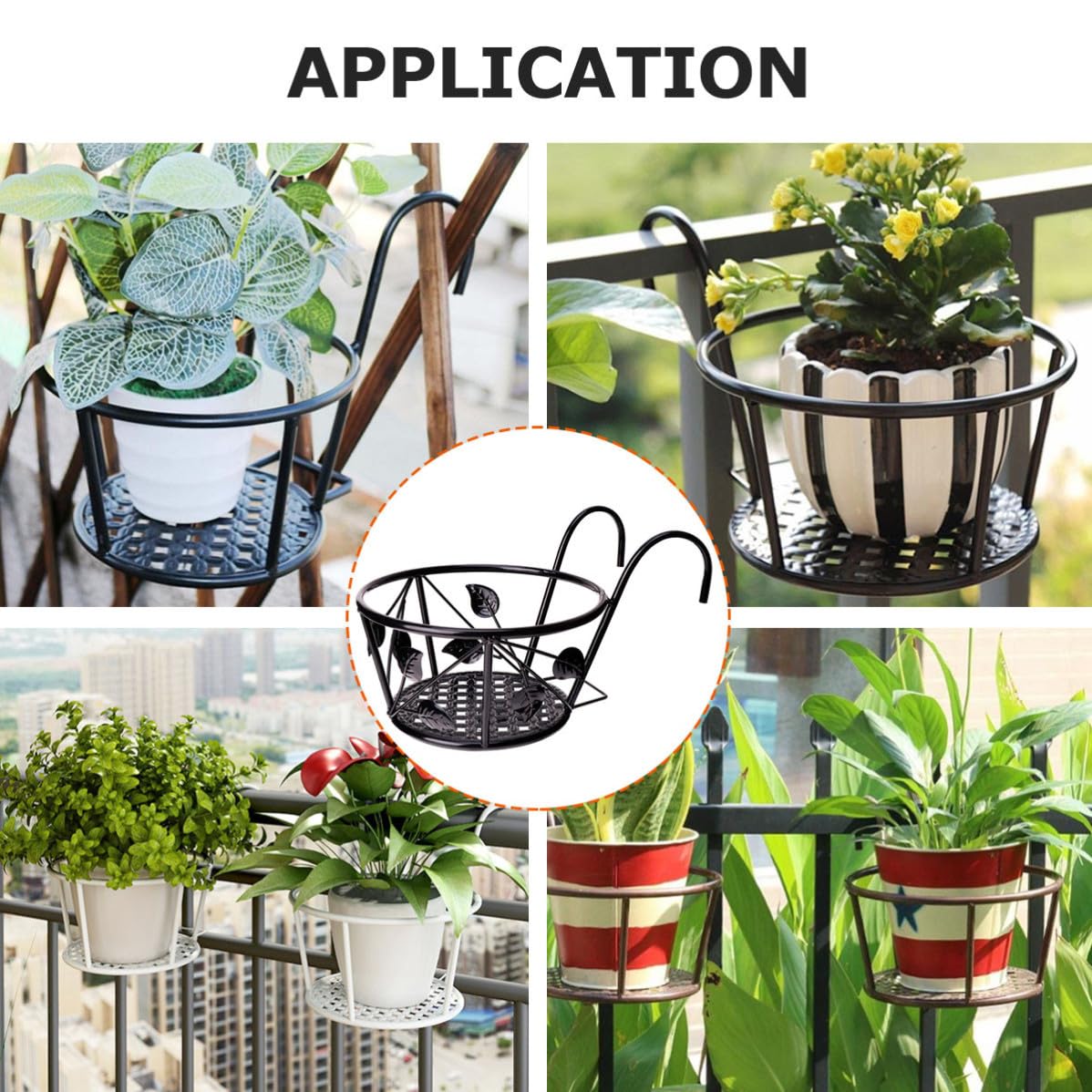 Soporte de Hierro para Macetas Colgantes en Balcón y Patio, Diseño Elegante y Práctico, Fácil Instalación y Ahorro de Espacio para Decoración de Jardín Exterior