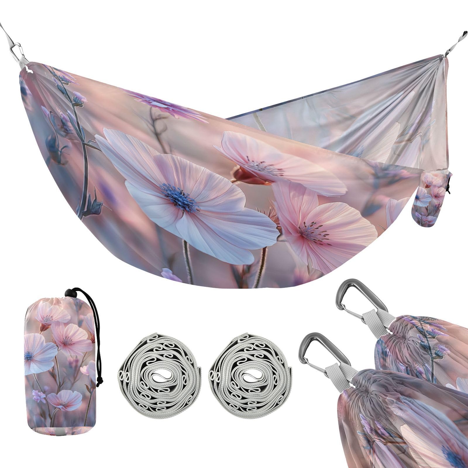 ATTX Floral Landscapes Camping Hammock - Lightweight & Portable Hammocks, Heavy Duty 330lbs Capacity for Indoor, Hiking, Backpacking, Travel, Backyard, Beach#19