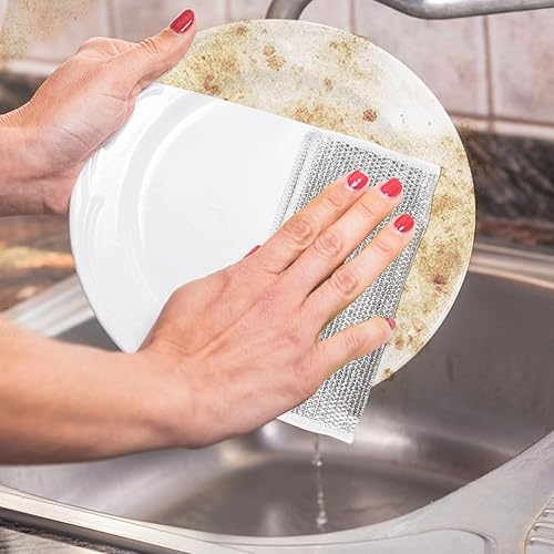 Miniatura 3 de 10 trapos multiusos para lavar platos de alambre húmedo y seco, trapos multiusos para lavar platos, paños multifuncionales de alambre antiarañazos,