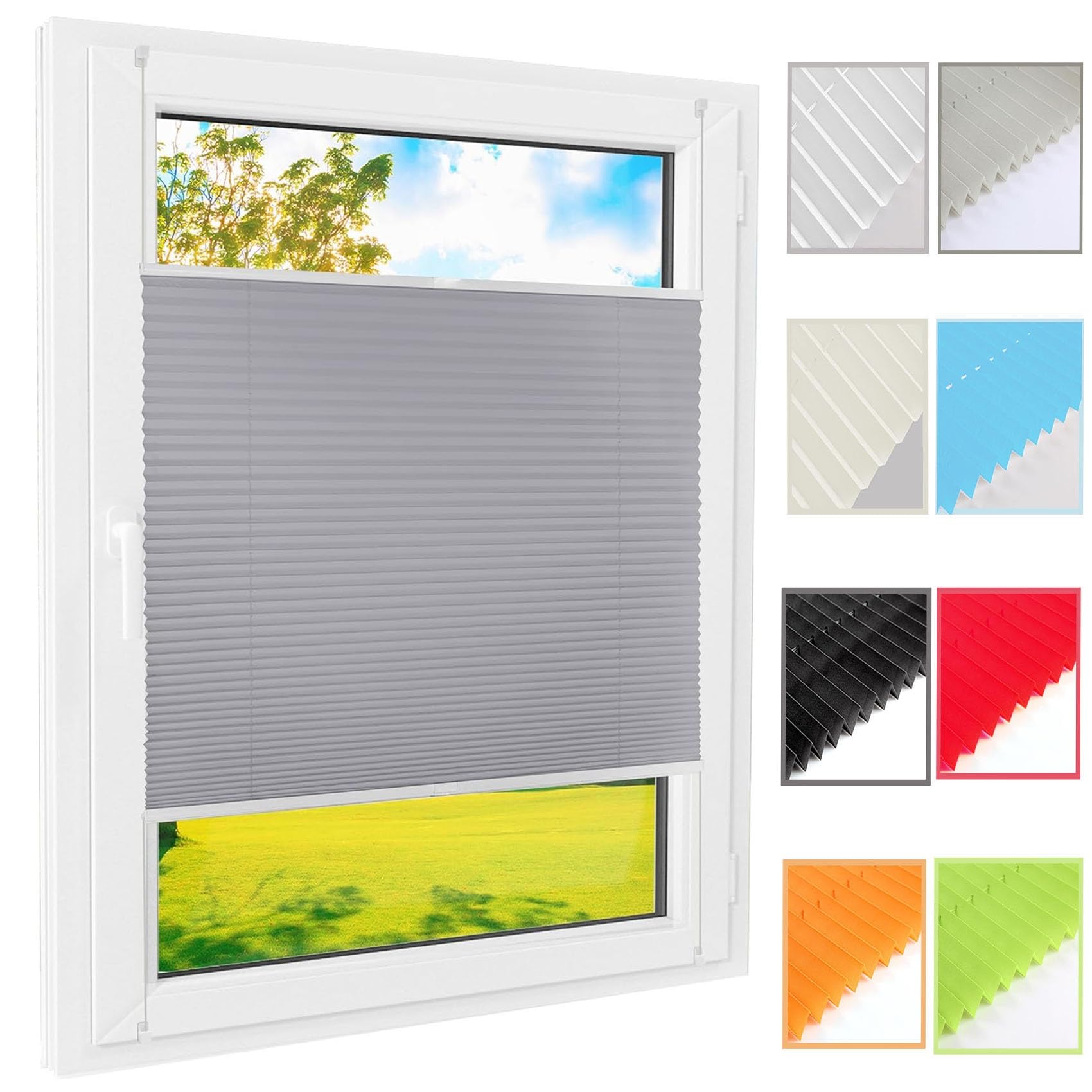 Store plissé 100 x 200 cm en tissu non tissé de haute qualité coloris gris clair contemporain