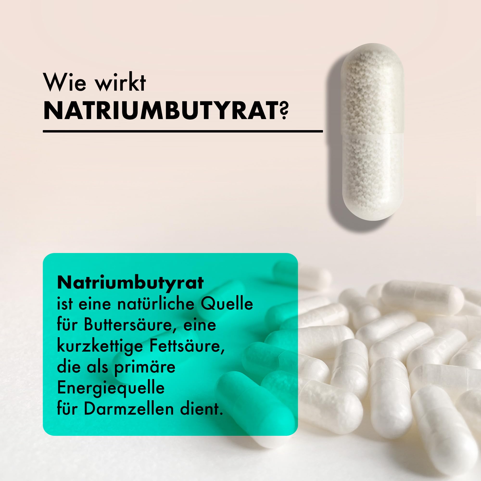 Natriumbutyrat | Hochdosiert | 720 mg pro Portion | Unterstützt Darm & Verdauung | 90 Kapseln | 45-Tage-Vorrat | von Nature Diet