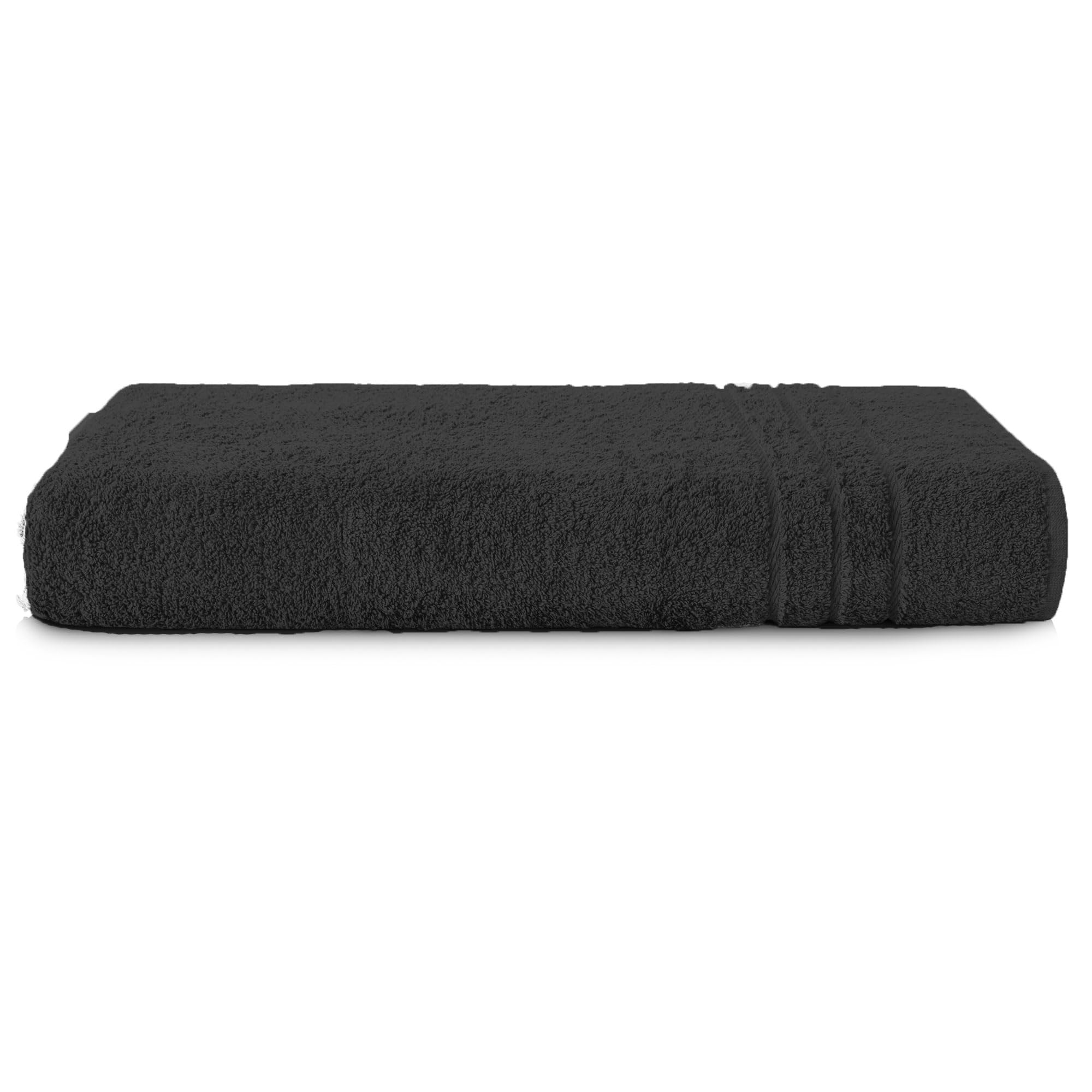 Komfortec Badetuch 100x200 cm aus 100% Baumwolle, Saunatuch XXL, Weich, Groß, Frottee, Schnelltrocknend, Schwarz