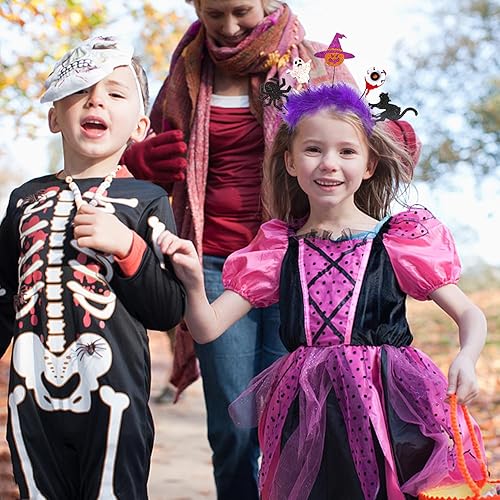 Miniatura 5 de ZEYER Diademas de Halloween a la moda de telaraña, lindo ojo, cabeza de calabaza, calavera y gato, accesorios para el cabello para mujeres y niños,