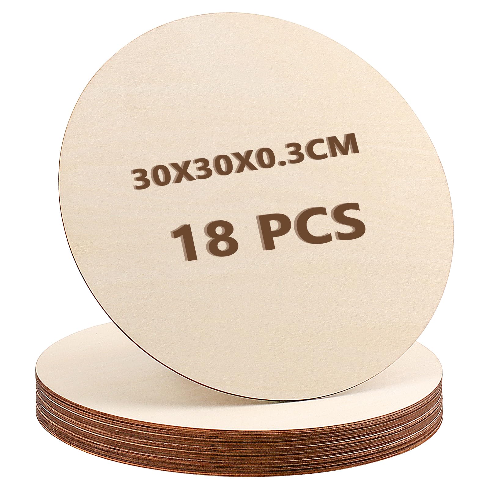 Cercles en bois brut de 30,5 cm (lot de 18) pour peinture et bricolage