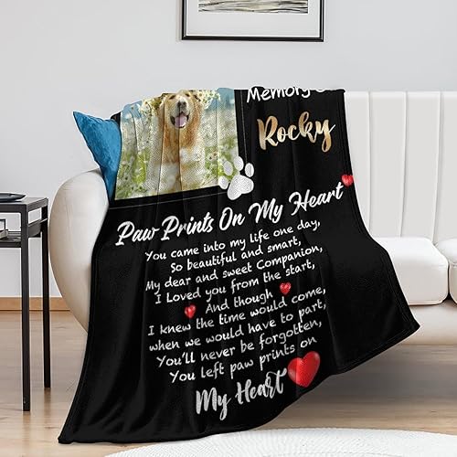 Miniatura 5 de Manta de fotos personalizada para perros, regalo conmemorativo personalizado con imágenes y nombre para pérdida de mascotas, condolencia, recuerdo,