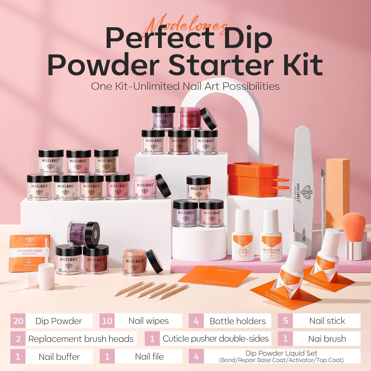 Amazon.com: Modelones Dip Powder Nail Kit Starter, 20 Colors Pink
