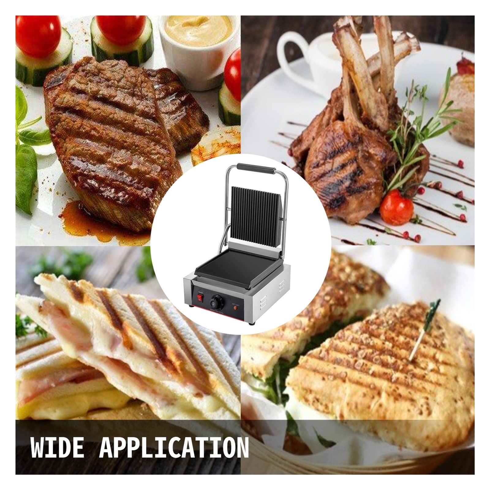 Elektryczny grill kontaktowy Griddle Commercial Panini Press Grill Nieprzywierająca na zewnątrz Camping Gotowanie Kanapki Stek Mięso(Double Flat Plate)