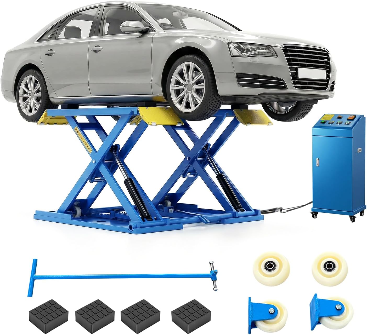 8,000 LBS Portable Car Lift with Air Unlock, 40" Max Lift Height Heavy-Duty Hydraulic Vehicle Lift, Rolling Garage Auto Lift for SUVs, Trucks & Light Duty Vehicles, 110V