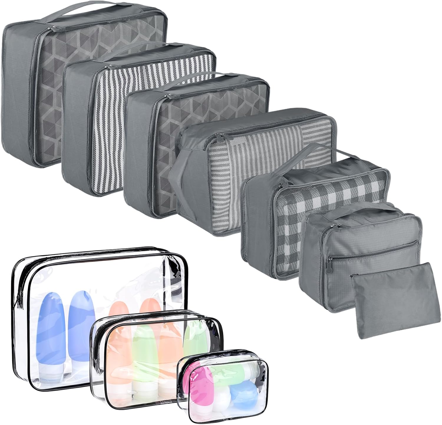 Organizer Valigia 7 Pezzi - Set Cubi Viaggio Salvaspazio Per Vestiti E Accessori - Impermeabile E Traspirante - Foto 3