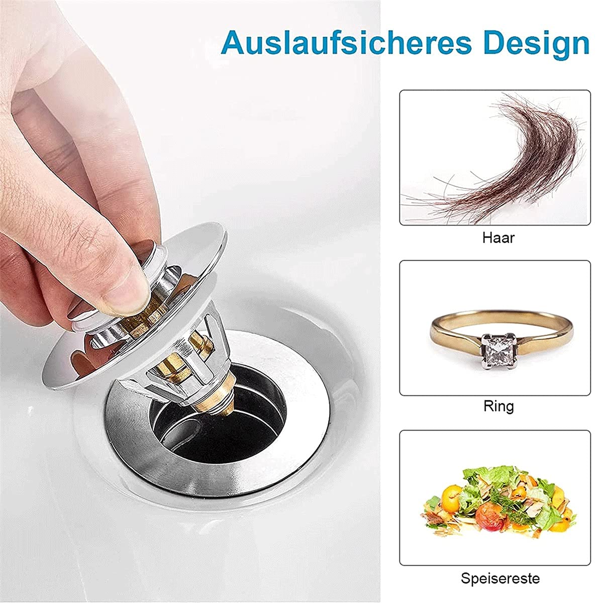 RVS Bullet Rebound Core Push Type, Pop-up Drain Filter, Bullet Core Type Pop Up Gootsteen Filter,pop-up Gootsteen Drain Plug Voor Badkamer Keuken Wastafel Afvoer Accessoires