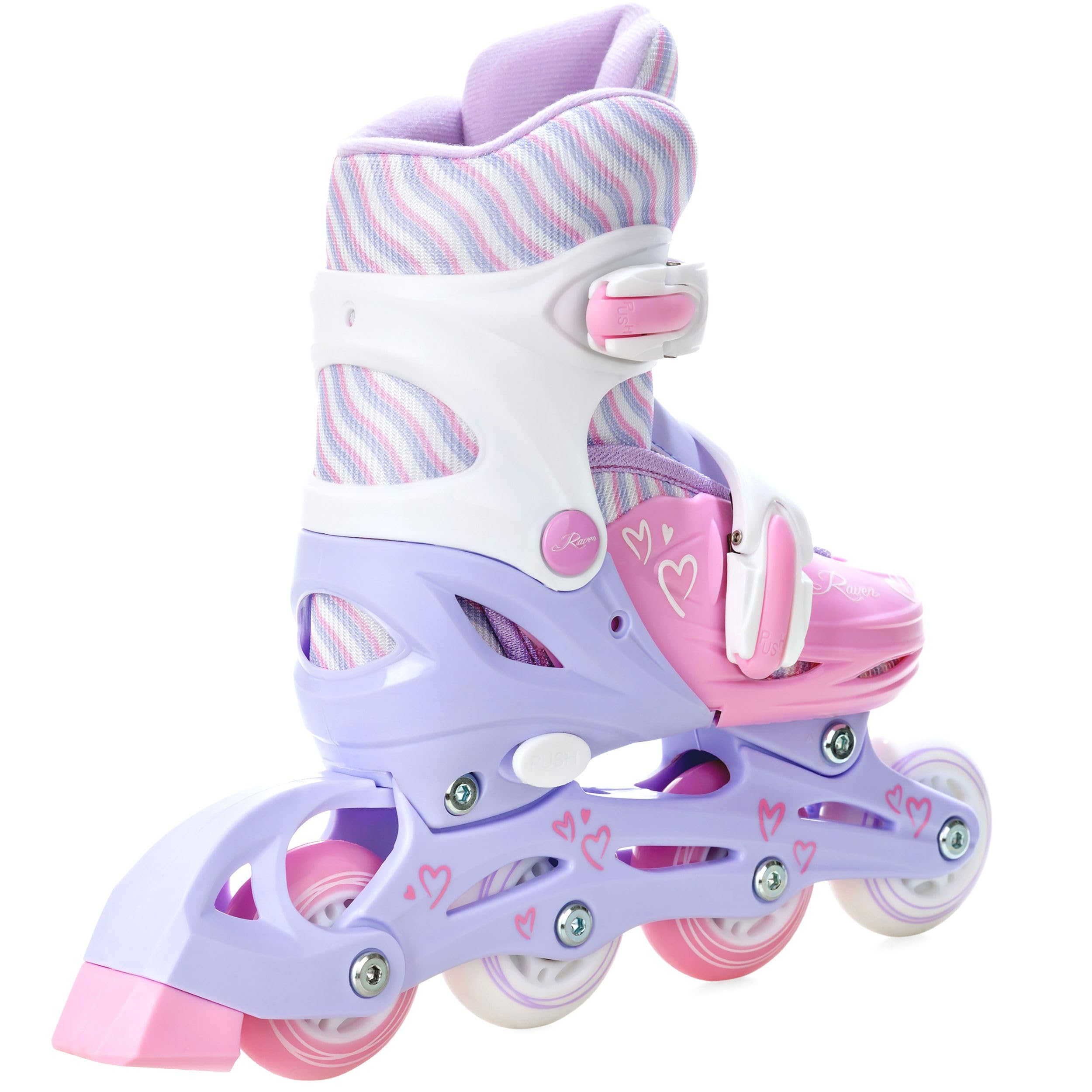 Raven - Roller en Ligne Loret Roues LED du 27 au 30 Enfant Mixte Taille Ajustable Menthe/Rose Raven