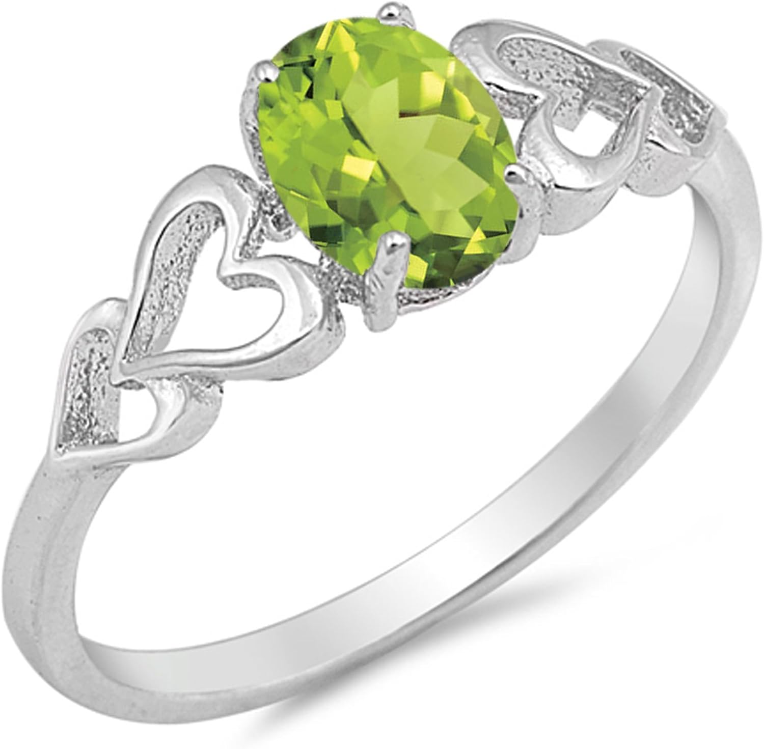 CHOOSE YOUR COLOR Sterling Silver Oval Heart Ring