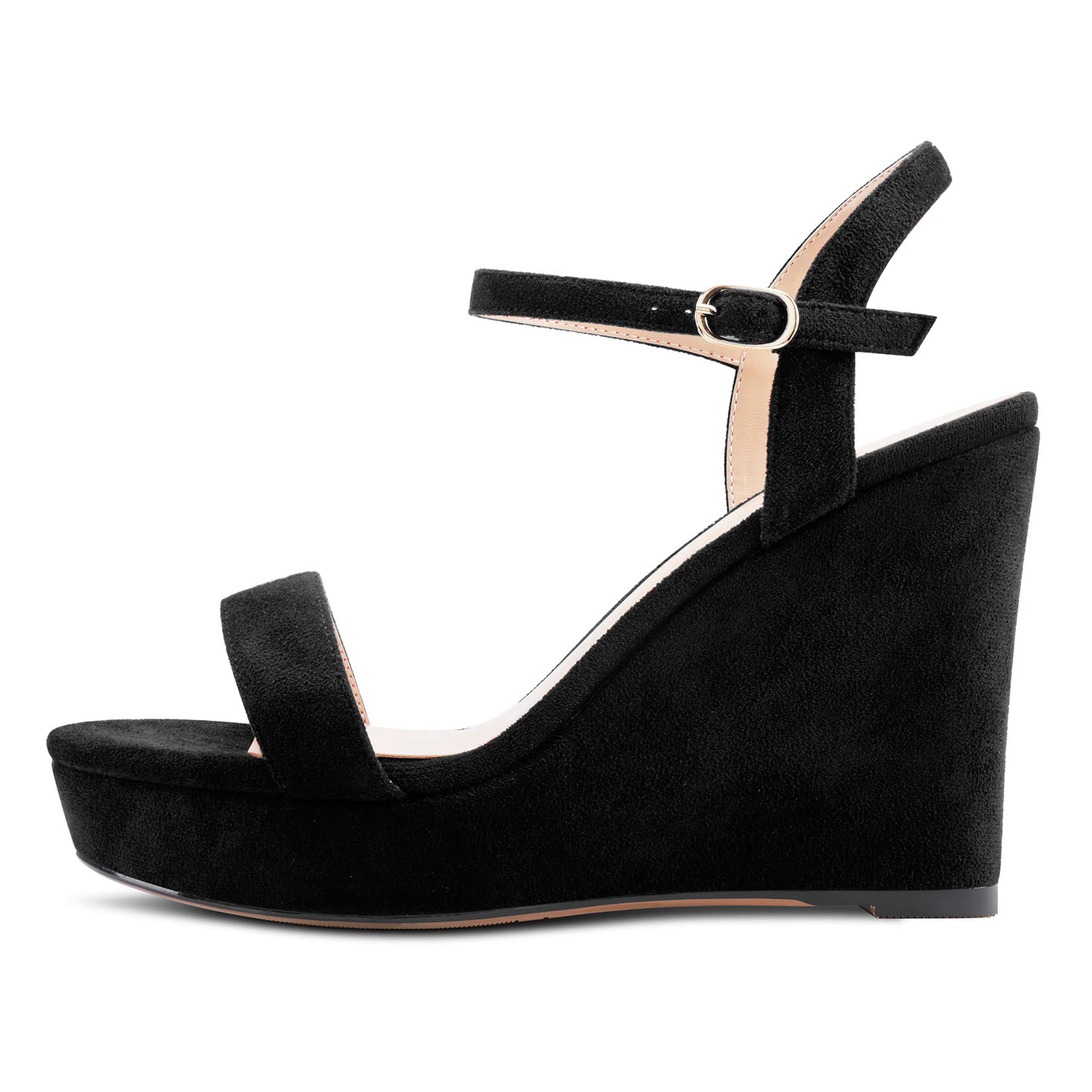 NobleOnly Mujer Alto High Heel cuña esparto Plataforma Correa Tobillo Sandalias Slingback Abierta Punta Sexy Cute Fiesta 10 CM Heels