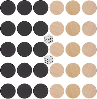 VICASKY Pack of 30 Backgammon Stones Chess Game, Backgammon Tokens Small Wooden Chess Pieces Replacement Lady Wooden Game ...