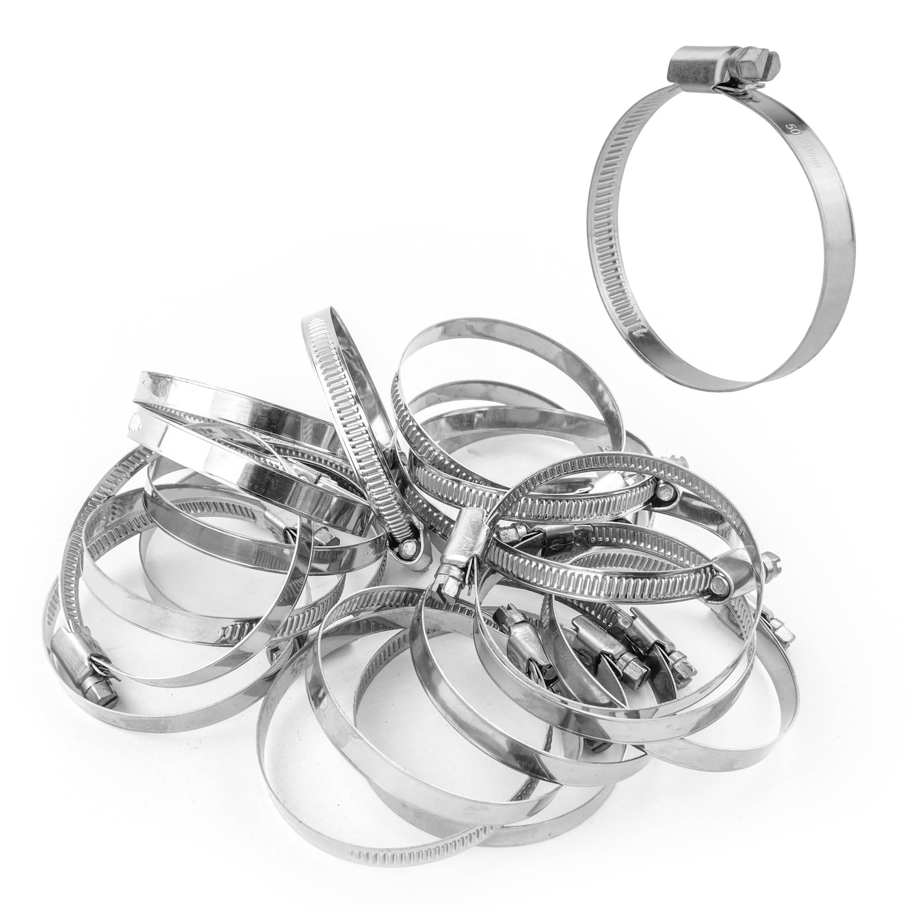 Kct 20 Pack - 50Mm-70Mm Hose Pipe Clamps Adjustable 304 Stainless Steel Metal Clips For Flexible Tube Worm Drive