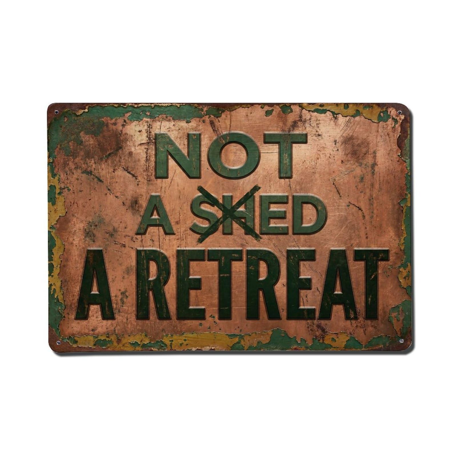 Backyard Not A Shed Retreat Garden Outdoor Life Metal Tin Sign Plaque Wall Decor for Cafe, Man Cave, Club Bar, Office, Home Garden Round Metal Poster 8x12Inch