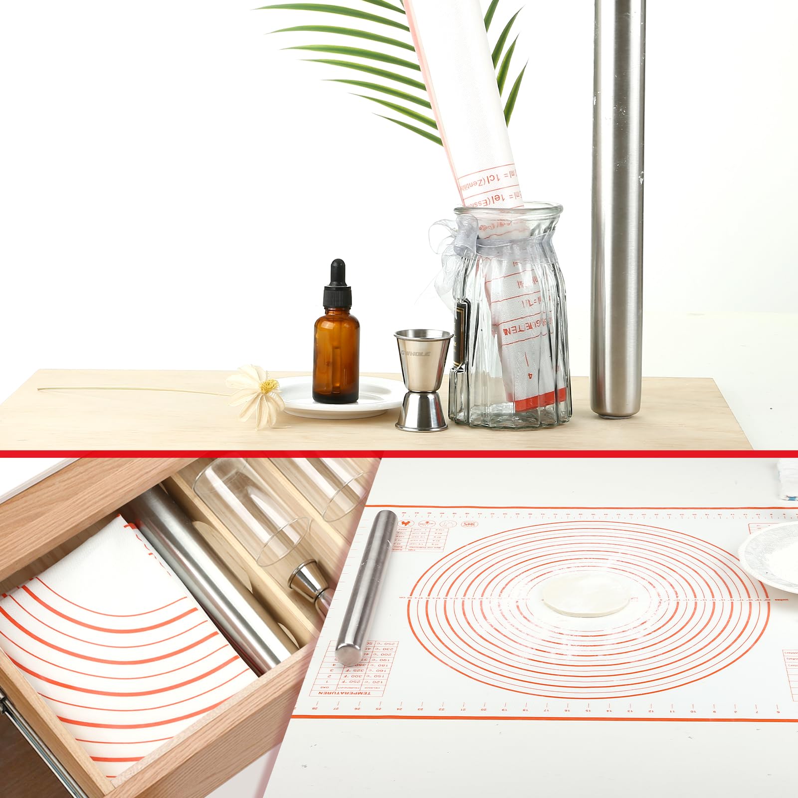 ULTRAKENO Siliconen bakmat, 71 x 50 cm, anti-aanbaklaag, dubbel dik, antislip, rechthoekig, indigo