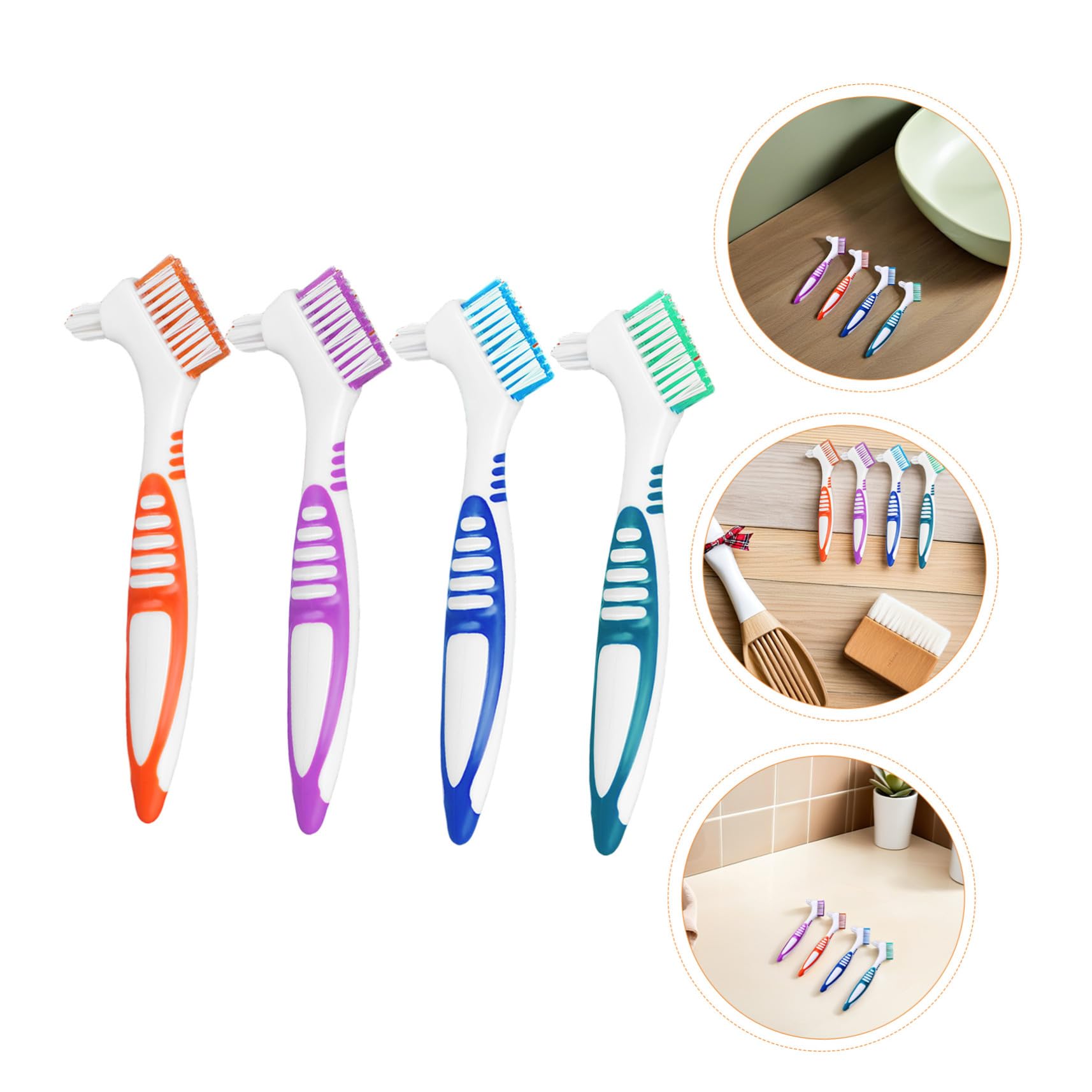 Abaodam 12pezzi Spazzola Doppia Per Protesi Dentarie Mobili Strumento Di Pulizia Per Dentiere Finte Per Uso Domestico Viaggio Setole Fini Per Delicata