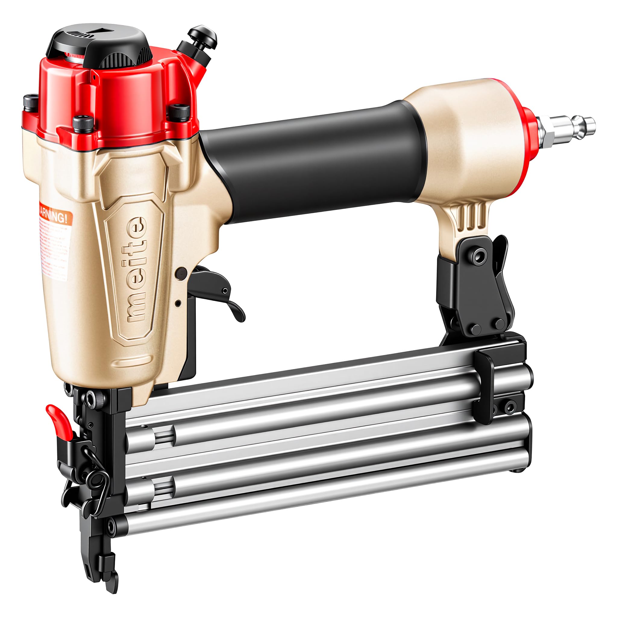 meite FK5040 2-in-1 Air Nailers & Staplers, Accepts Brad Nails 15-50 mm and Type 90 Staples 16-40 mm, Pneumatic 18 Gauge Brad Nailer and Narrow Crown Staple Gun for Upholstery Work
