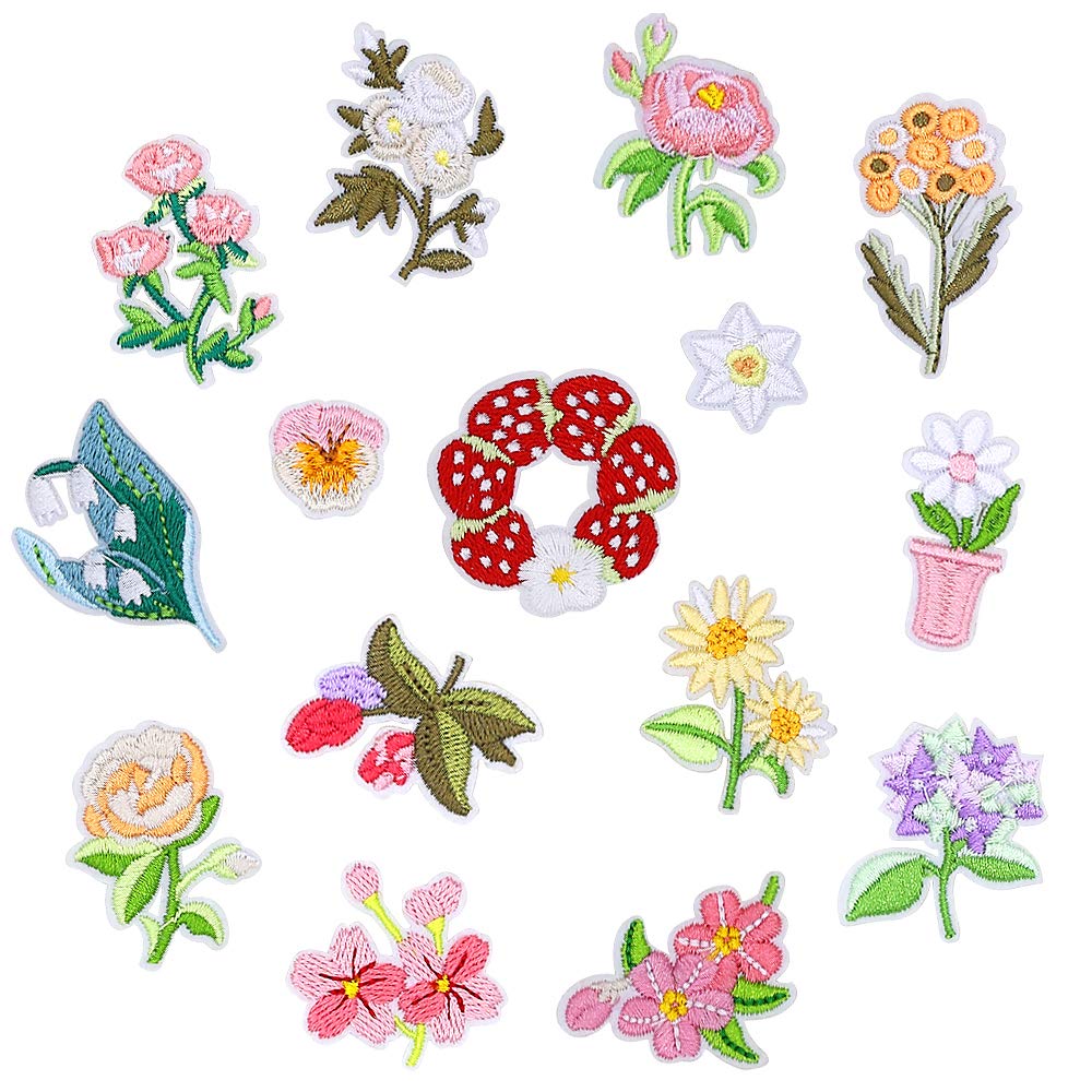Amazon.co.jp: TNYKER 刺繍 ワッペン フラワー 15枚セット 花 