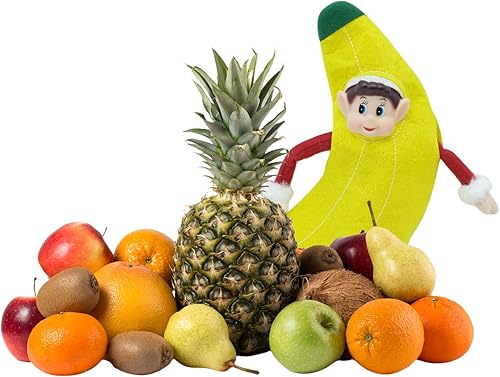 Miniatura 3 de LovelfStory Accesorios de muñeca de elfo de Navidad, trajes de aguacate y plátano para vacaciones para niño o niña, muñeca no incluida (plátano)