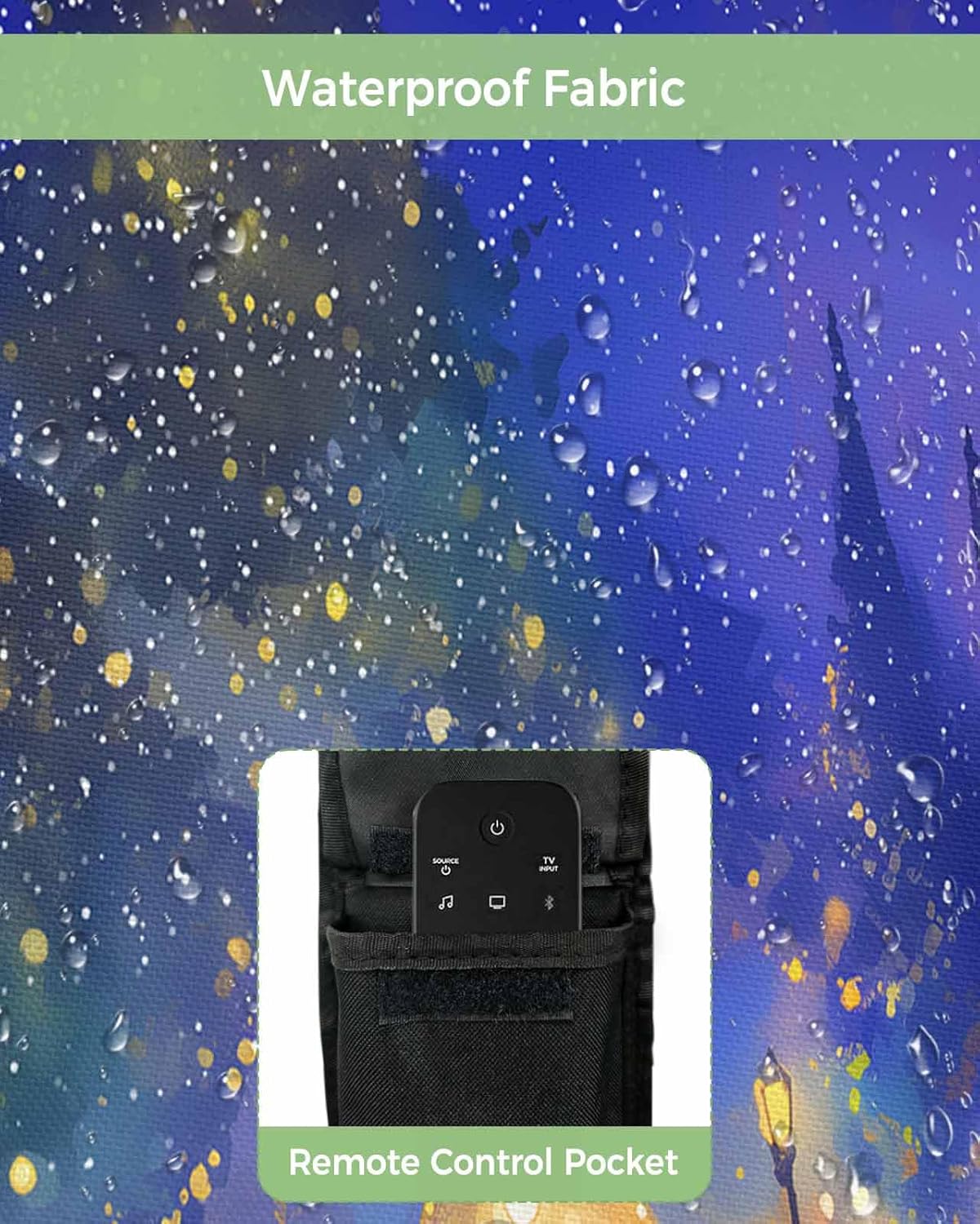 Christmas Outdoor TV Cover 70"-75" - 600D Waterproof TV Cover Weatherproof TV Screen Protector Dustproof Winter Xmas Tree Oil Painting Snow Blue TV Display Protector for Outside Flat Screen TV