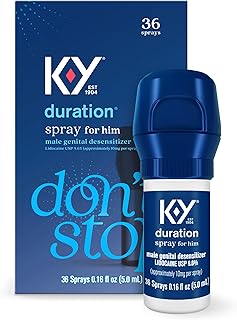 K-Y Duration Spray 0.16 fl oz, for Men, Adult Couples, Lidocaine Numbing Male Genital Desensitizer to Last Longer, Pleasure Enhancer, 36 Sprays, No Mess Easy Application