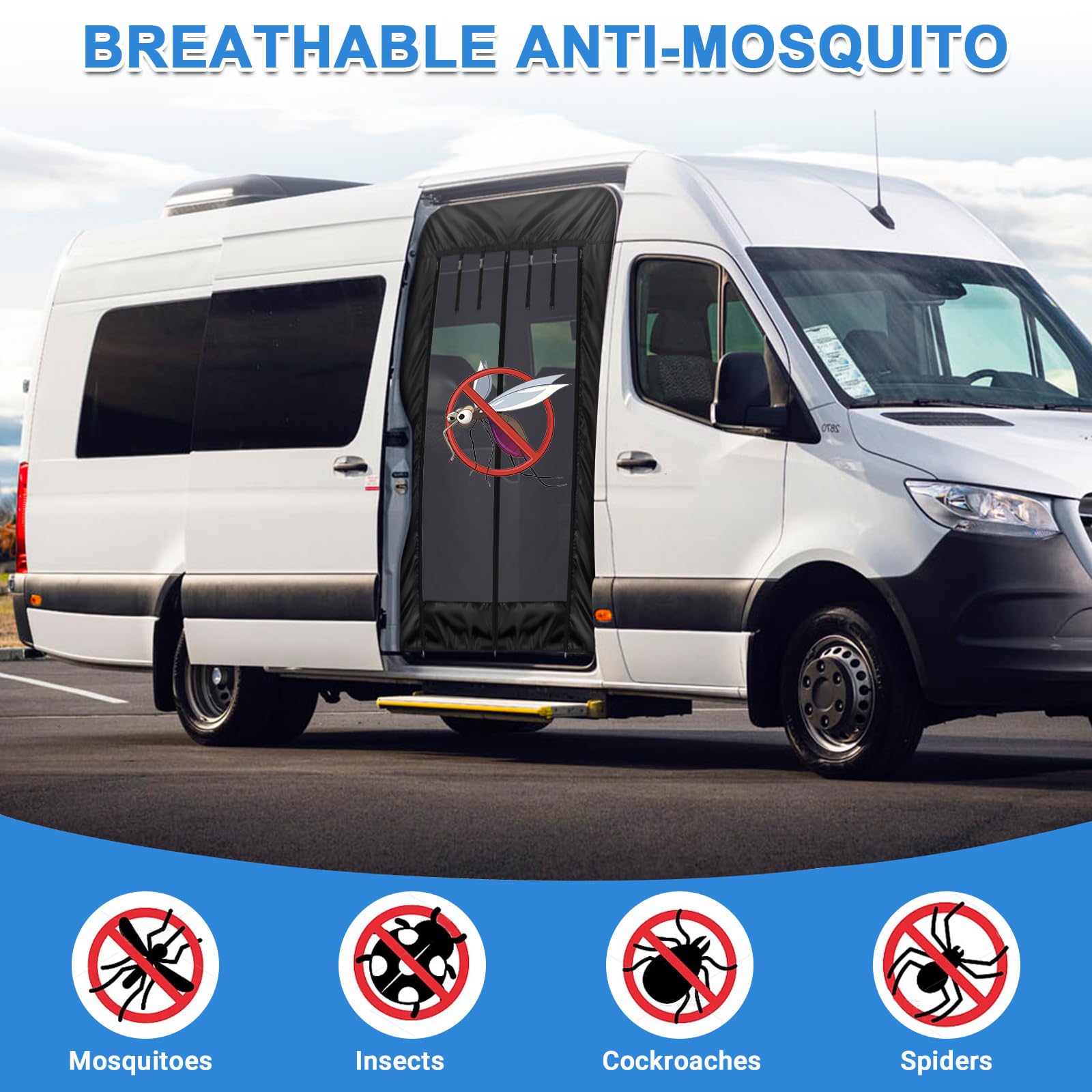 Mosquitera Repuesto para Mercedes-Benz Sprinter High Roof 2007-2024, Modelo Mejorado de Mosquitera para Coche, Mosquiteras de Protección contra Insectos para Acampar al Aire Libre (Puerta Lateral)