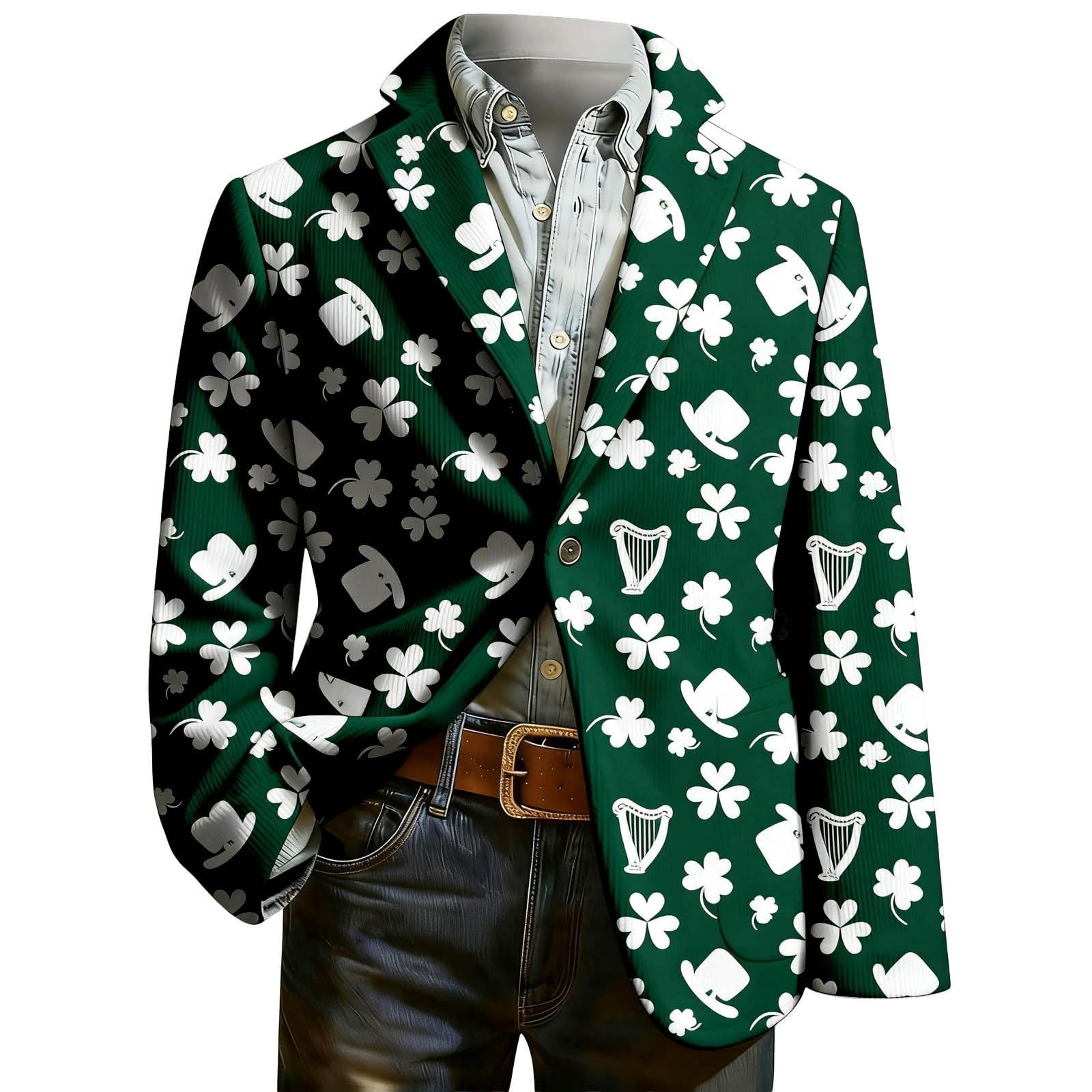 Elegante chaqueta de pana con estampado de esmoquin para hombre, estilo casual, para negocios y uso diario, discoteca (3)