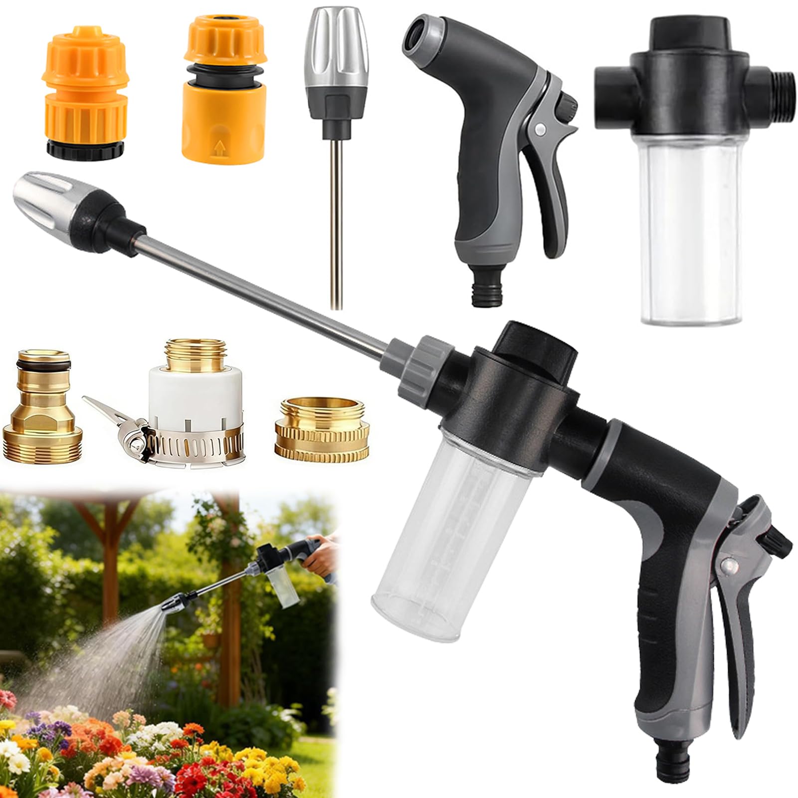 Pistola ad alta pressione Power Jet, TurboWasher per tubo da giardino, Power Jet Pistola ad alta pressione, Pistola Irrigazione Giardino, Pistola da Giardino in Metallo, per lavaggio auto (M1)