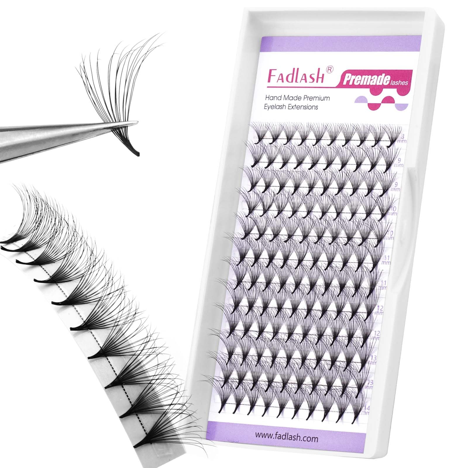 FADLASH Premade Lash Fans Double Layers Fluffy Premade Fans Eyelash Extensions 0.07 Thickness D Curl 10D Volume Lashes Premade Easy Fan Lashes (10D-